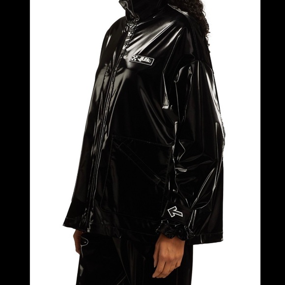 Off-White Glossy Velvet-Trimmed Track Jacket - Picture 6 of 14